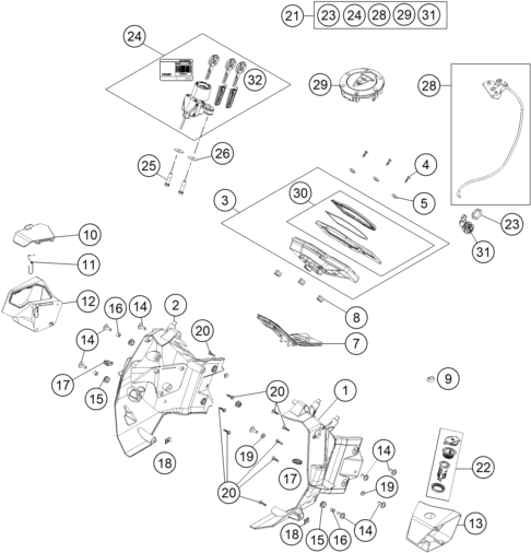 Sprängskiss: Instruments / Lock System – KTM 1190 ADVENTURE ABS GREY 2016