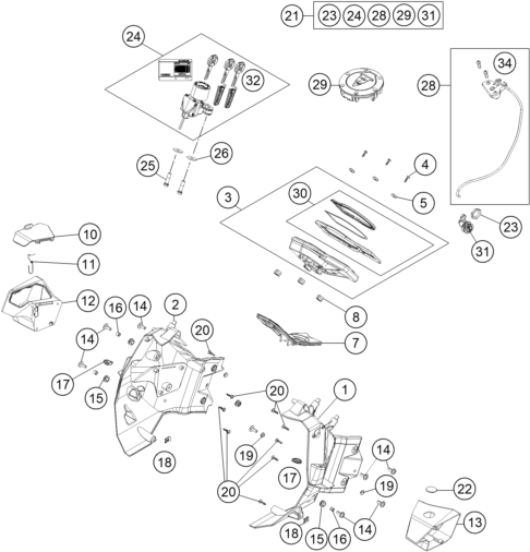 Sprängskiss: Instruments / Lock System – KTM 1090 Adventure R 2018