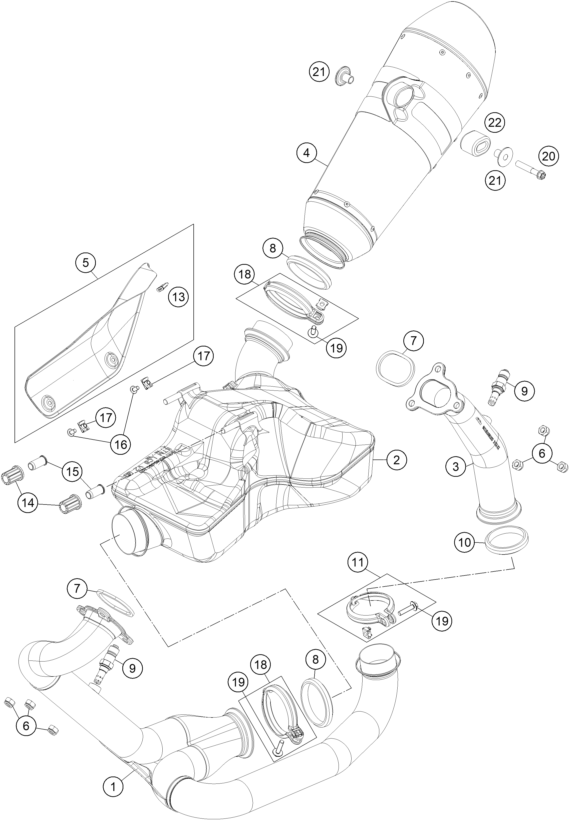 Sprängskiss: Exhaust System – KTM 1290 SUPERDUKE R ORANGE ABS 16