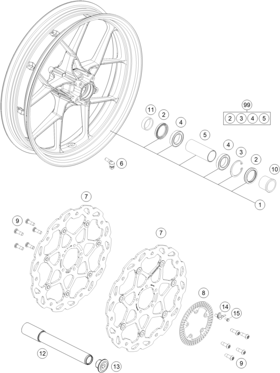 Sprängskiss: Front Wheel – KTM 1290 SUPERDUKE R S.E. ABS 16