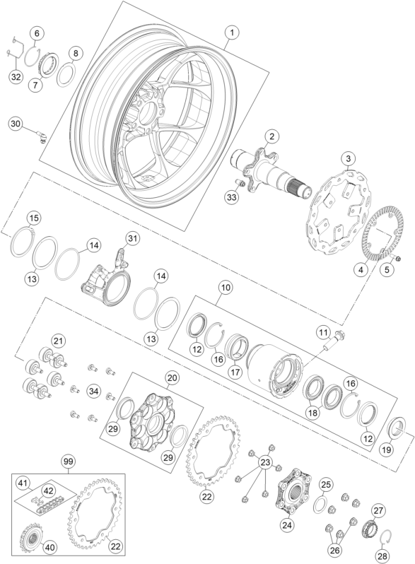 Sprängskiss: Rear Wheel – KTM 1290 SUPERDUKE R S.E. ABS 16