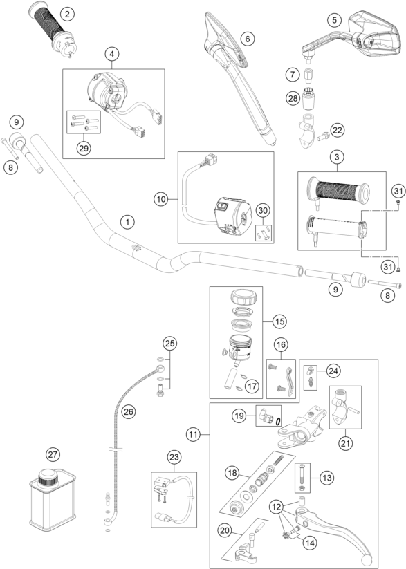 Sprängskiss: Handlebar, Controls – KTM 1290 SUPER DUKE GT OR. ABS 16