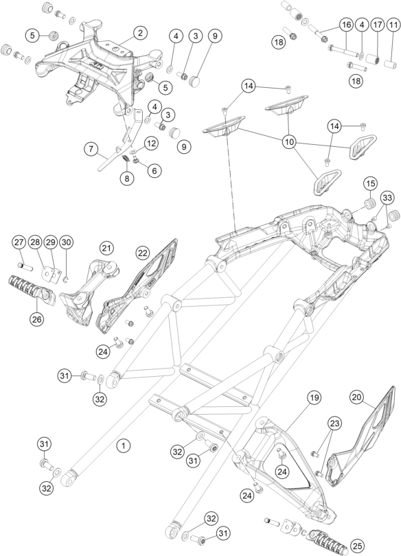 Sprängskiss: Subframe – KTM KTMR2R 1290 SUPER DUKE GT, orange 2022