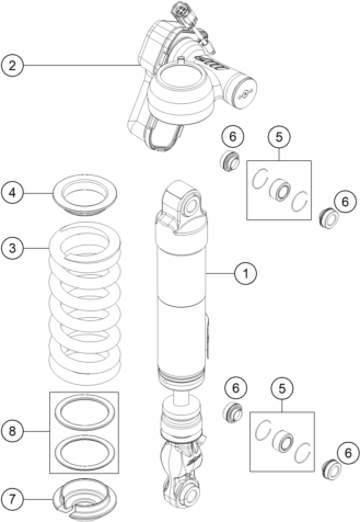 Sprängskiss: Shock Absorber Disassembled – KTM KTMR2R 1290 SUPER DUKE GT, orange 2022