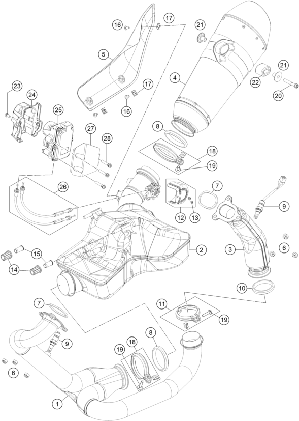 Sprängskiss: Exhaust System – KTM 1290 SUPER DUKE GT OR. ABS 16