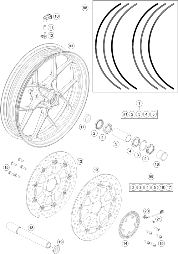 Sprängskiss: Front Wheel – KTM 1290 SUPER DUKE GT OR. ABS 16