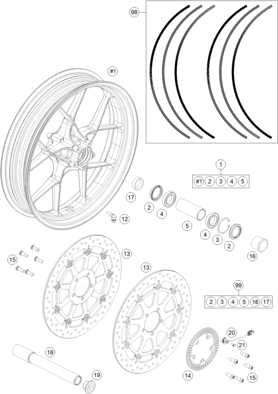 Sprängskiss: Front Wheel – KTM 1290 SUPER DUKE GT GREY 17