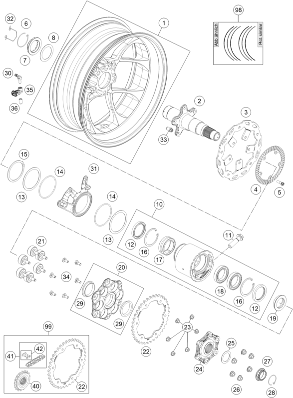 Sprängskiss: Rear Wheel – KTM 1290 SUPER DUKE GT OR. ABS 16