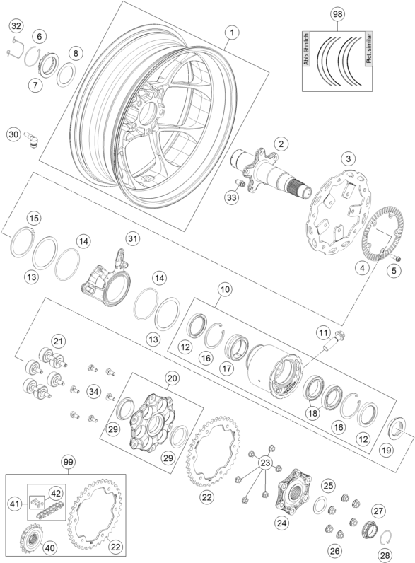 Sprängskiss: Rear Wheel – KTM 1290 SUPER DUKE GT GREY 17