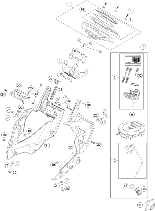 Sprängskiss: Instruments / Lock System – KTM 1290 SUPER DUKE GT OR. ABS 16