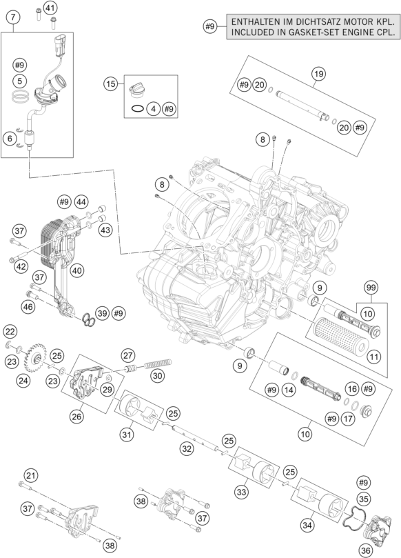 Sprängskiss: Lubricating System – KTM KTMR2R 1290 SUPER DUKE GT, orange 2022