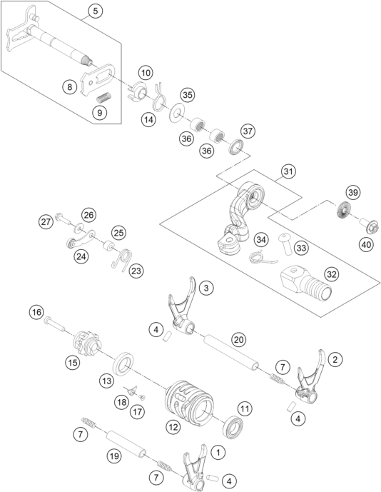 Sprängskiss: Shifting Mechanism – KTM FREERIDE 350 2017