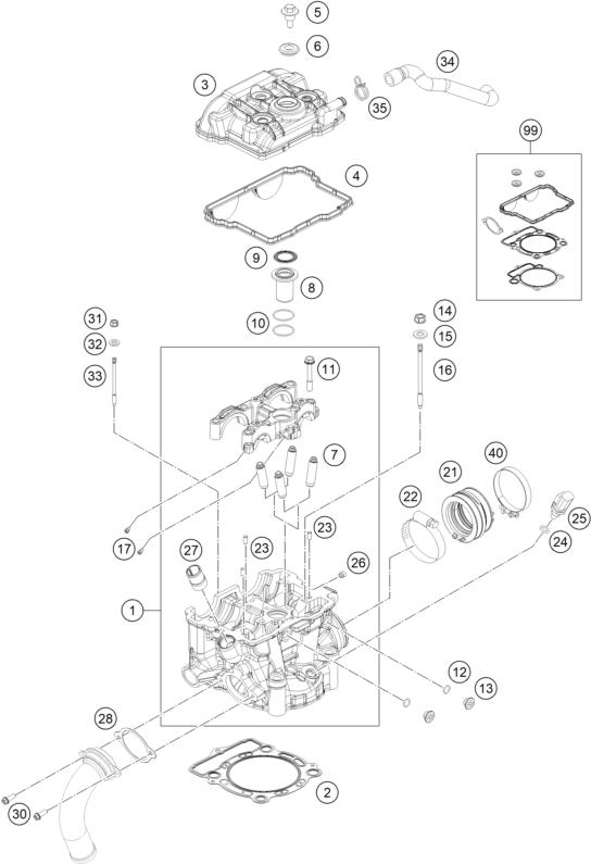 Sprängskiss: Cylinder Head – KTM FREERIDE 350 2017