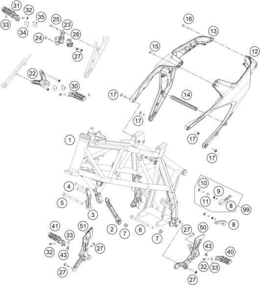Sprängskiss: Frame – KTM 690 DUKE R ABS 2016