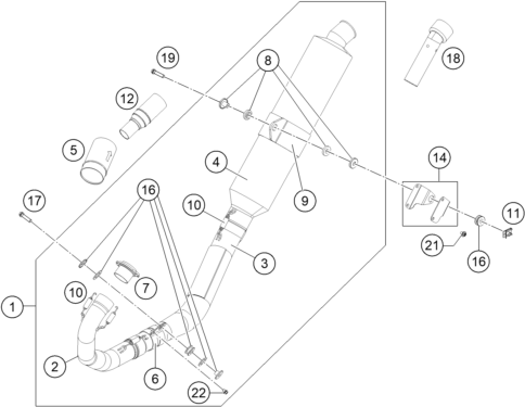 Sprängskiss: Exhaust System – KTM 450 RALLY FACTORY REPLICA 2015