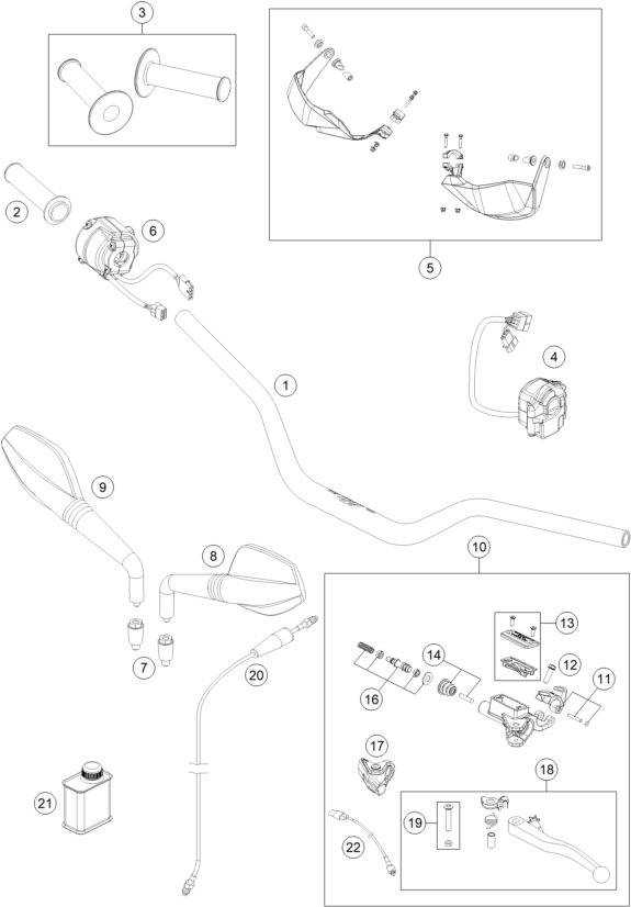 Sprängskiss: Handlebar, Controls – KTM 690 SMC R ABS 2016