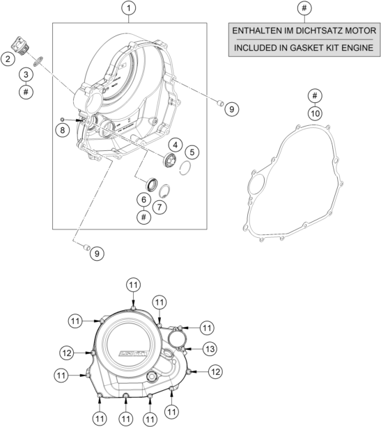 Sprängskiss: Clutch Cover – KTM 690 DUKE ORANGE ABS 2016