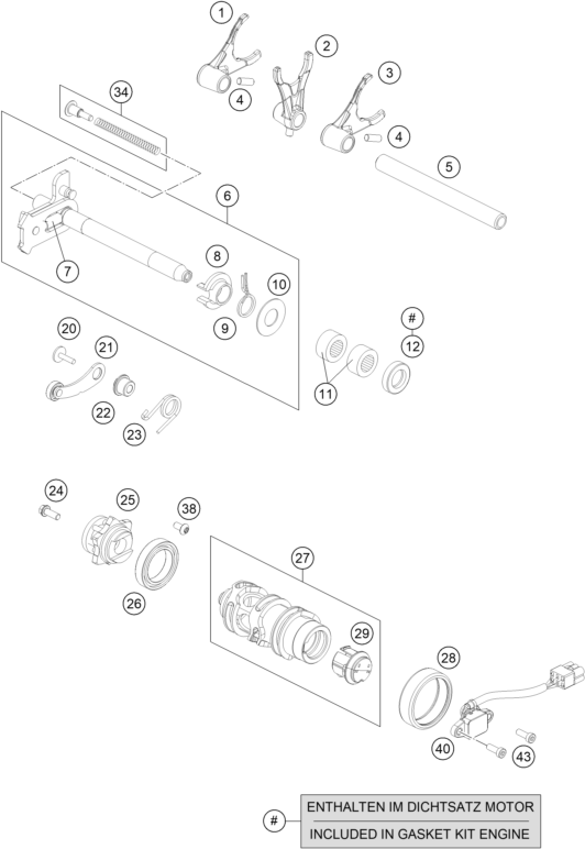 Sprängskiss: Shifting Mechanism – KTM 690 DUKE ORANGE ABS 2016