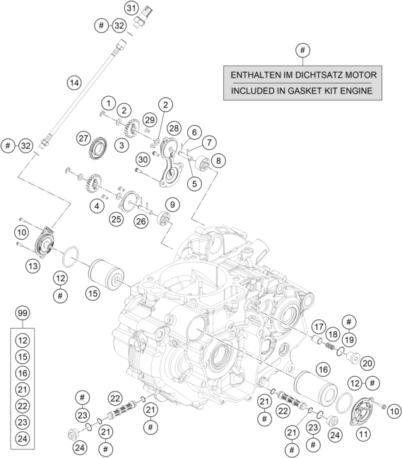 Sprängskiss: Lubricating System – KTM 690 DUKE ORANGE ABS 2016