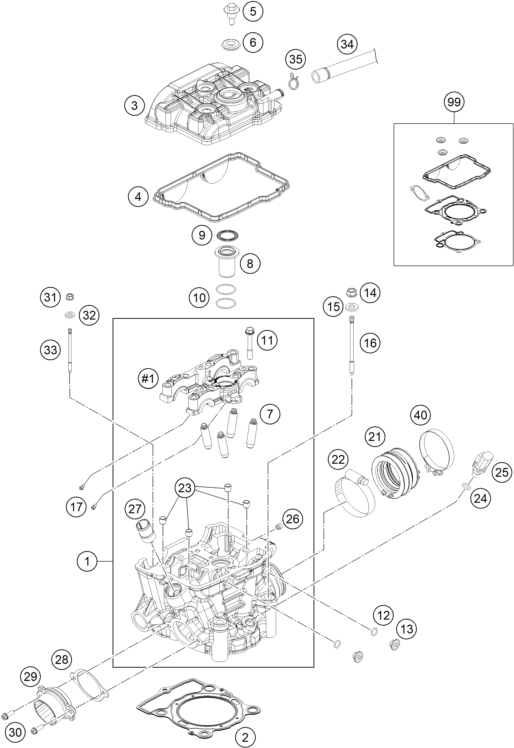 Sprängskiss: Cylinder Head – KTM 250 EXC-F 2016