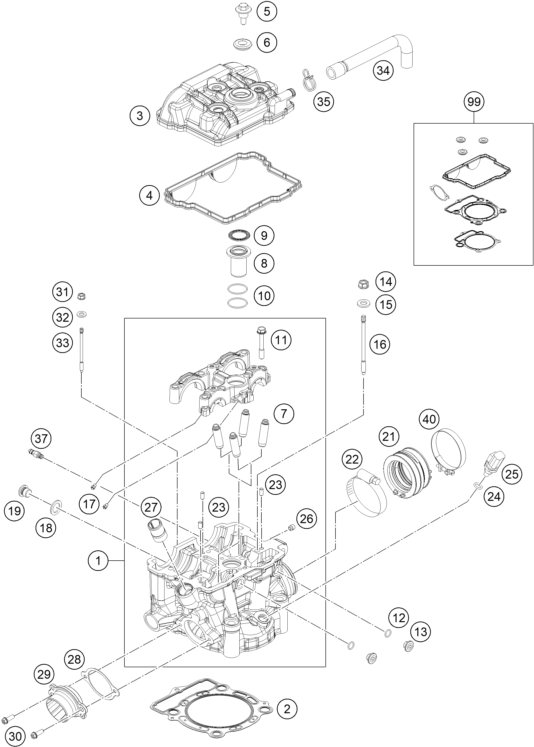 Sprängskiss: Cylinder Head – KTM 350 EXC-F 2016