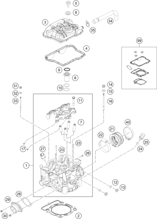 Sprängskiss: Cylinder Head – KTM 350 XCF-W 2016