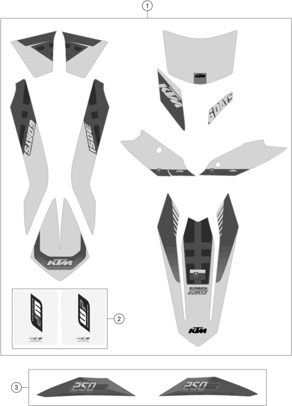 Sprängskiss: Decal – KTM 250 EXC SIX-DAYS 2016