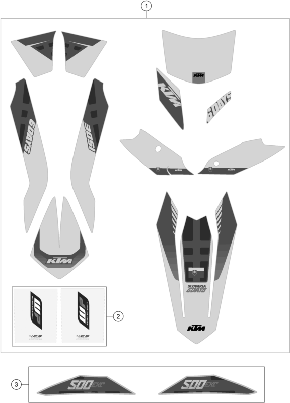 Sprängskiss: Decal – KTM 500 EXC SIX DAYS 2016