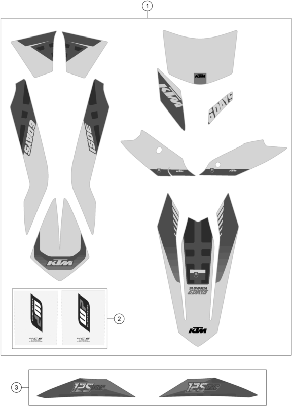 Sprängskiss: Decal – KTM 125 EXC SIX-DAYS 2016