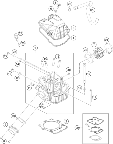 Sprängskiss: Cylinder Head – KTM 450 EXC 2016