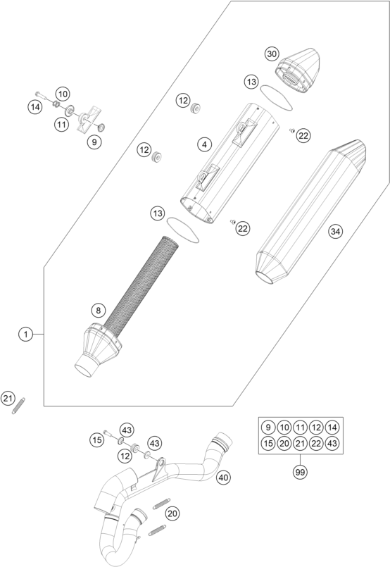 Sprängskiss: Exhaust System – KTM 350 SX-F 2016