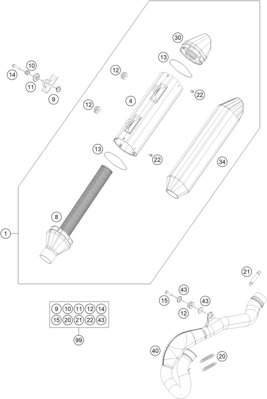 Sprängskiss: Exhaust System – KTM 450 XC- F 2016