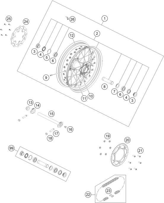 Sprängskiss: Rear Wheel – KTM 450 SMR 2021