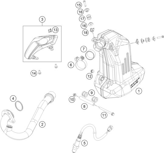 Sprängskiss: Exhaust System – KTM 125 DUKE ORANGE ABS 2016