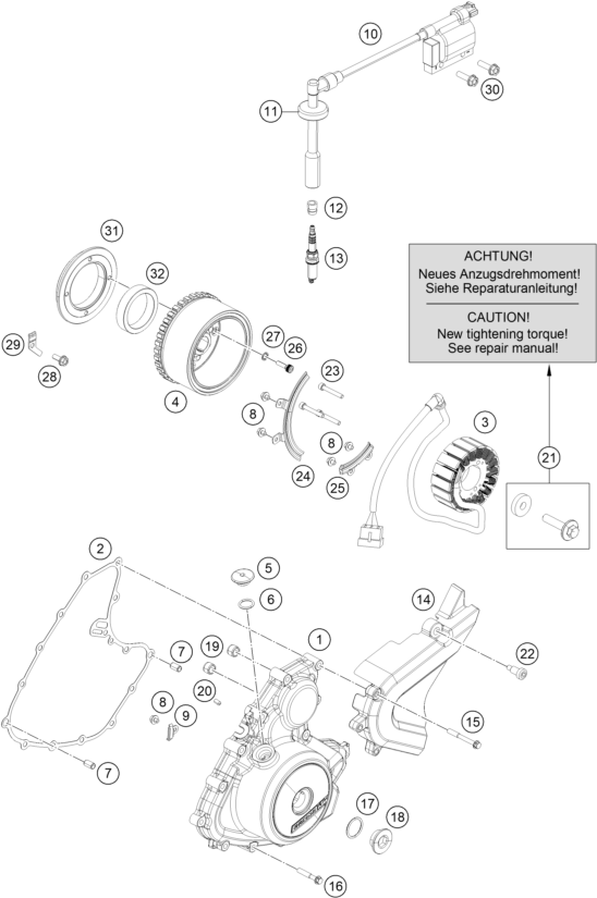 Sprängskiss: Ignition System – KTM 250 DUKE WHITE ABS CKD 16