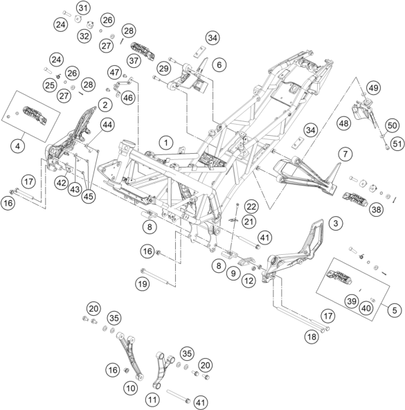 Sprängskiss: Frame – KTM RC 200 WHITE W/O ABS CKD 16