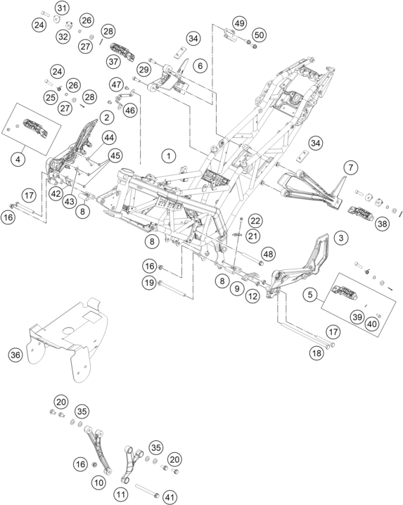 Sprängskiss: Frame – KTM RC 390 WHITE / ABS 2016