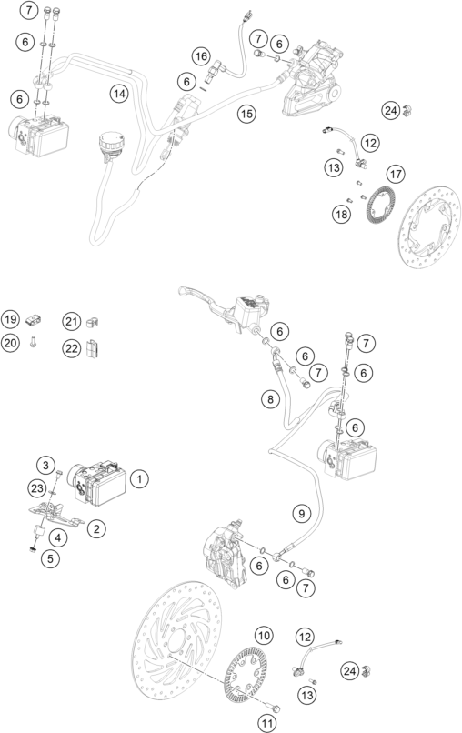 Sprängskiss: Abs – KTM RC 390, white - B.D. 2020