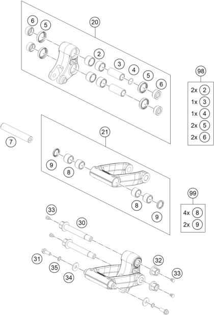 Sprängskiss: Pro Lever Linking – KTM 690 SMC R 2 2026