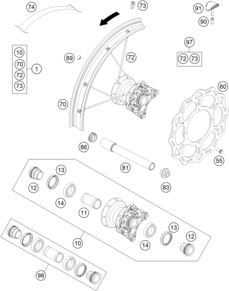 Sprängskiss: Front Wheel – KTM 85 SX 17/14 2017