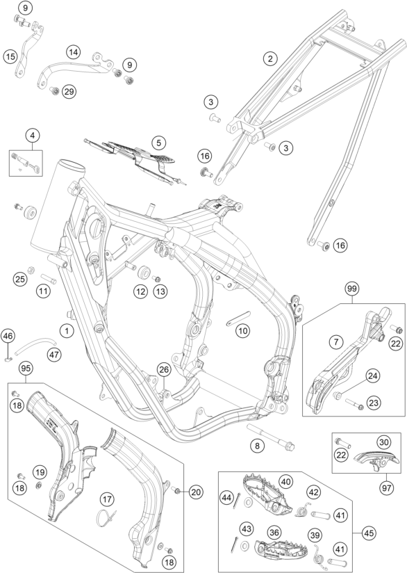 Sprängskiss: Frame – KTM 125 XC-W 2018