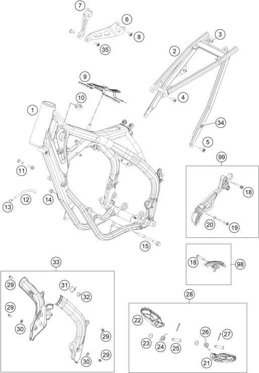 Sprängskiss: Frame – KTM 125 SX 2017