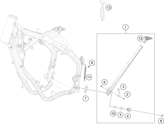 Sprängskiss: Side / Center Stand – KTM 250 EXC TPI 2019