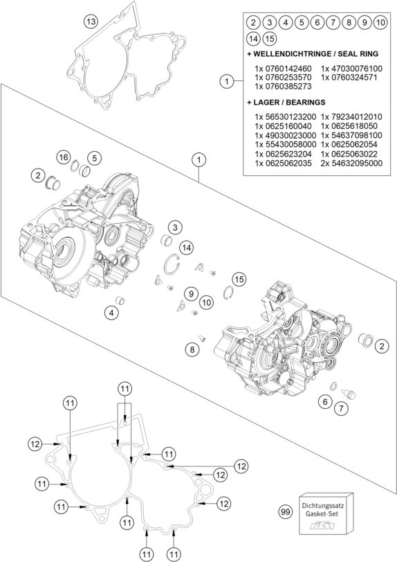 Sprängskiss: Engine Case – KTM 250 SX 2017