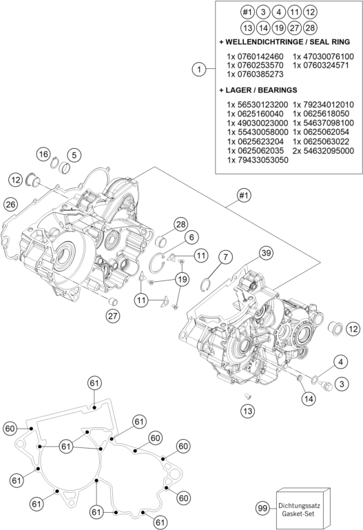 Sprängskiss: Engine Case – KTM 250 EXC 2017