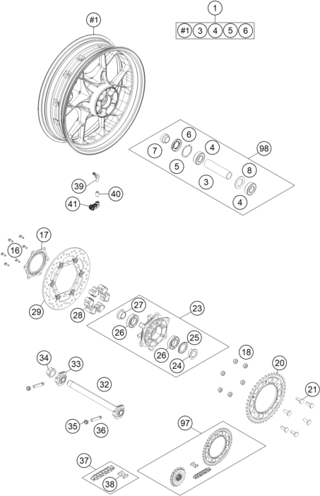 Sprängskiss: Rear Wheel – KTM 1290 SUPER ADV. S BLACK 17