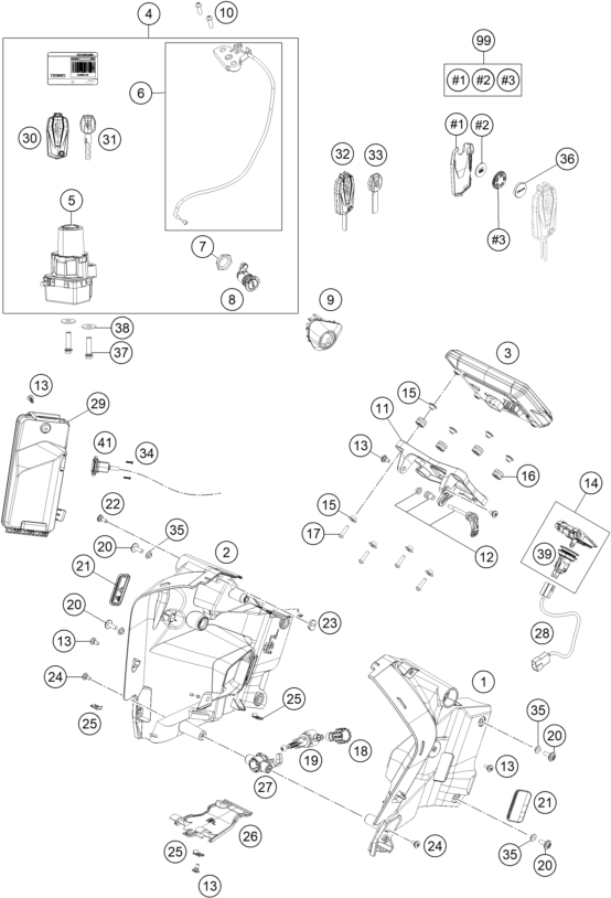 Sprängskiss: Instruments / Lock System – KTM 1290 SUPER ADV. S BLACK 17