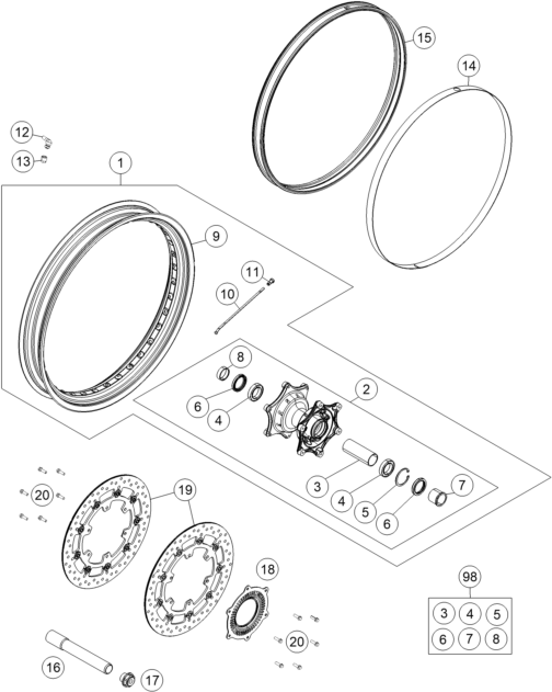 Sprängskiss: Front Wheel – KTM 1090 Adventure R 2018