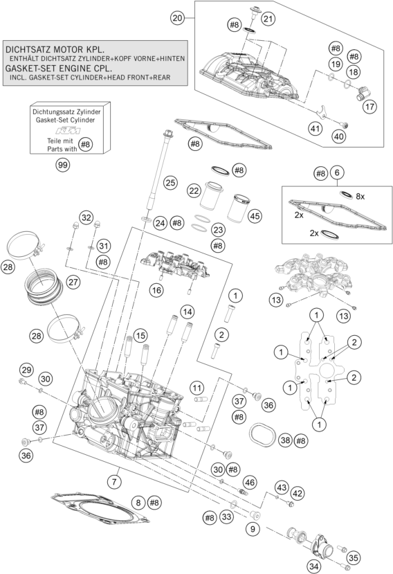Sprängskiss: Cylinder Head Rear – KTM 1090 Adventure R 2018