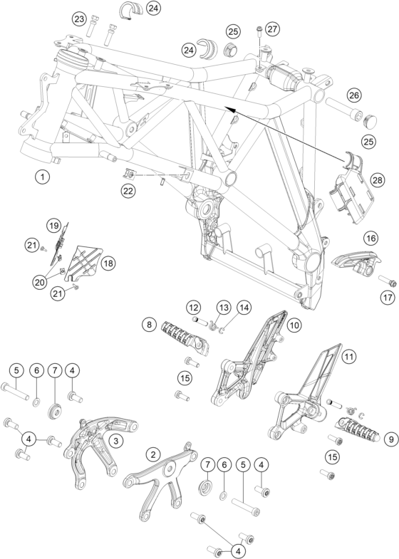 Sprängskiss: Frame – KTM 1290 Super Duke GT, black 2018
